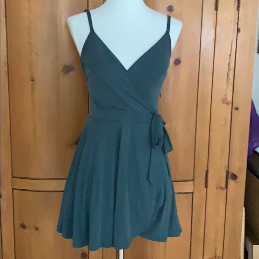 Cutest rayon faux-wrap romper, Kimchi Blue, size S